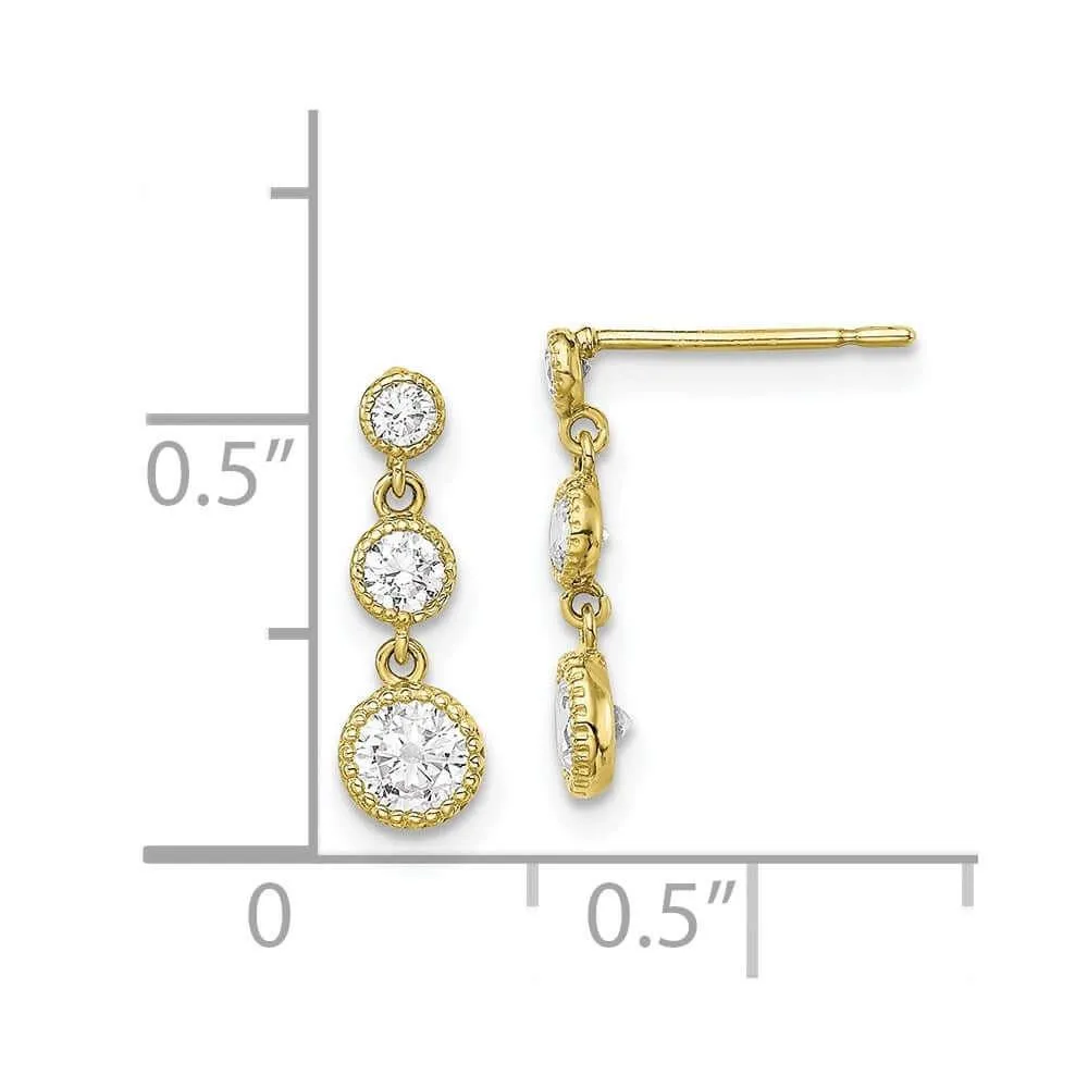 10K CZ Dangle Earrings