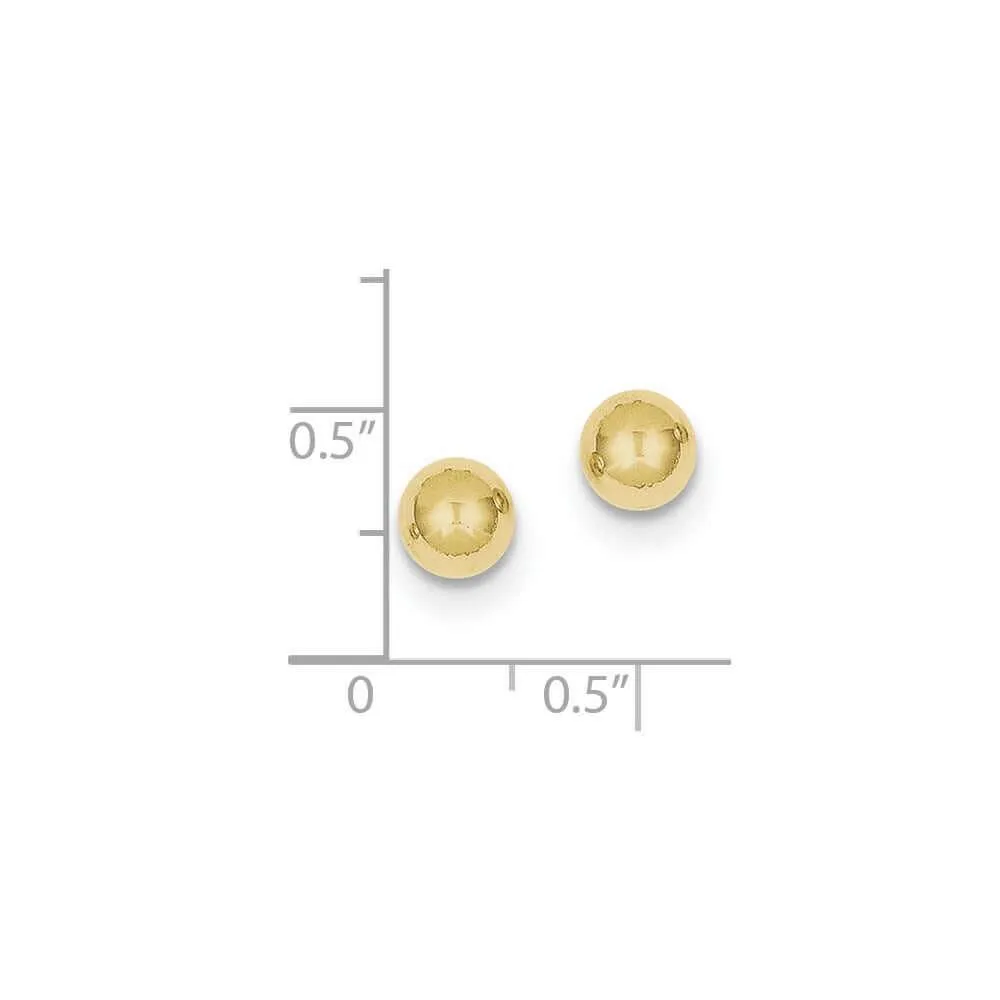 10k Polished 6mm Ball Post Earrings