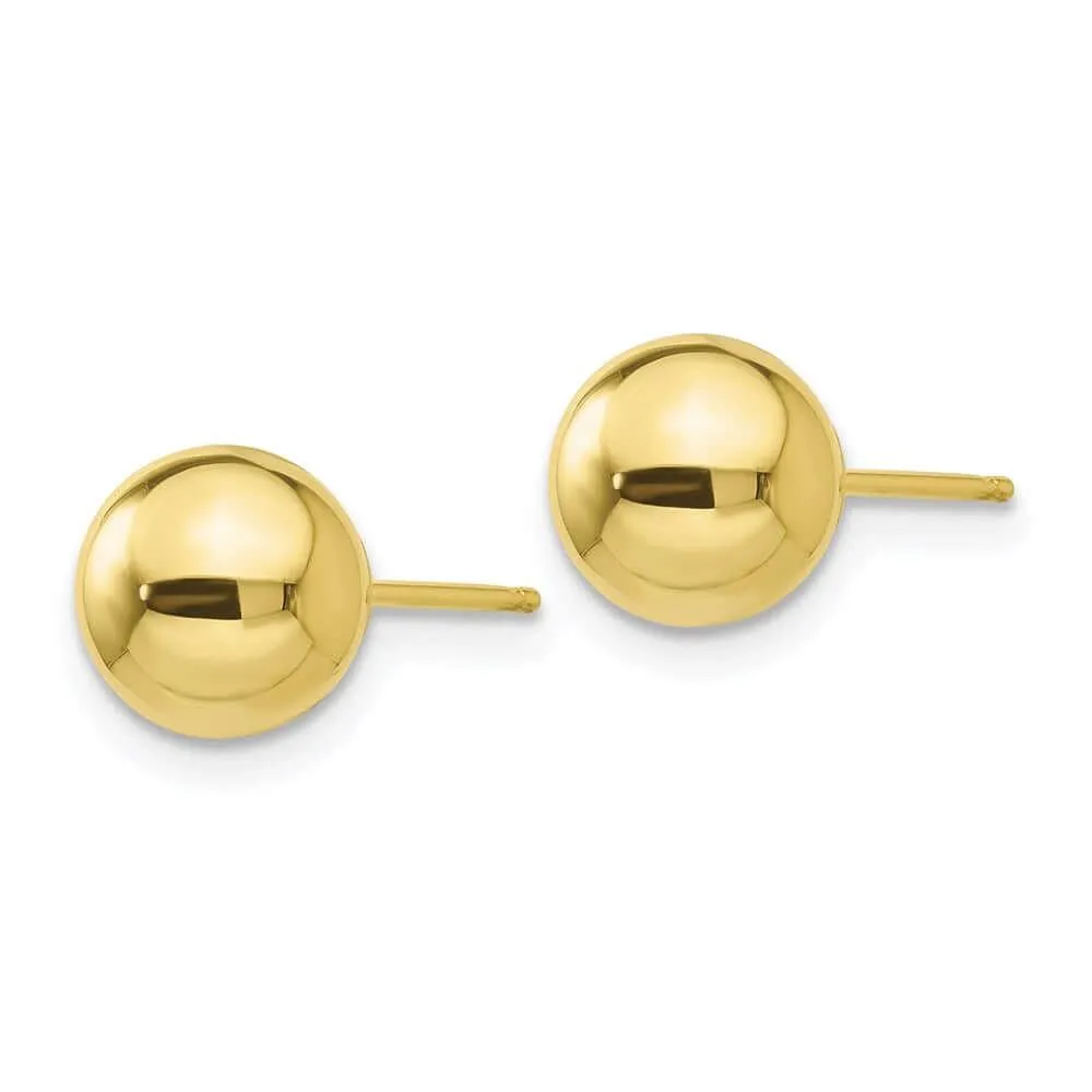 10k Polished 7mm Ball Post Earrings