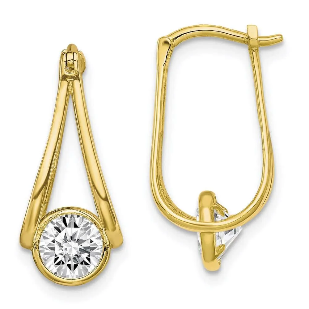 10K Polished CZ Hoop Earrings