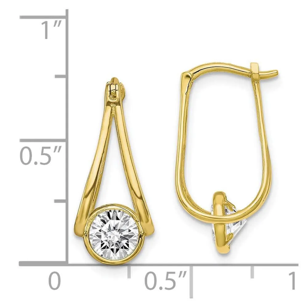 10K Polished CZ Hoop Earrings