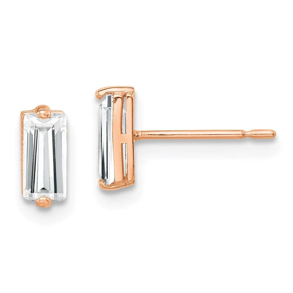 10K Rose Gold Polished CZ Stud Earrings