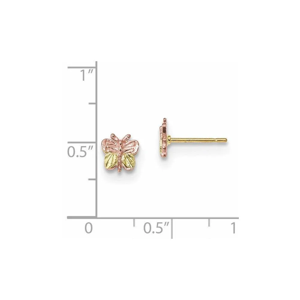 10k Tri-Color Black Hills Gold Butterfly Earrings