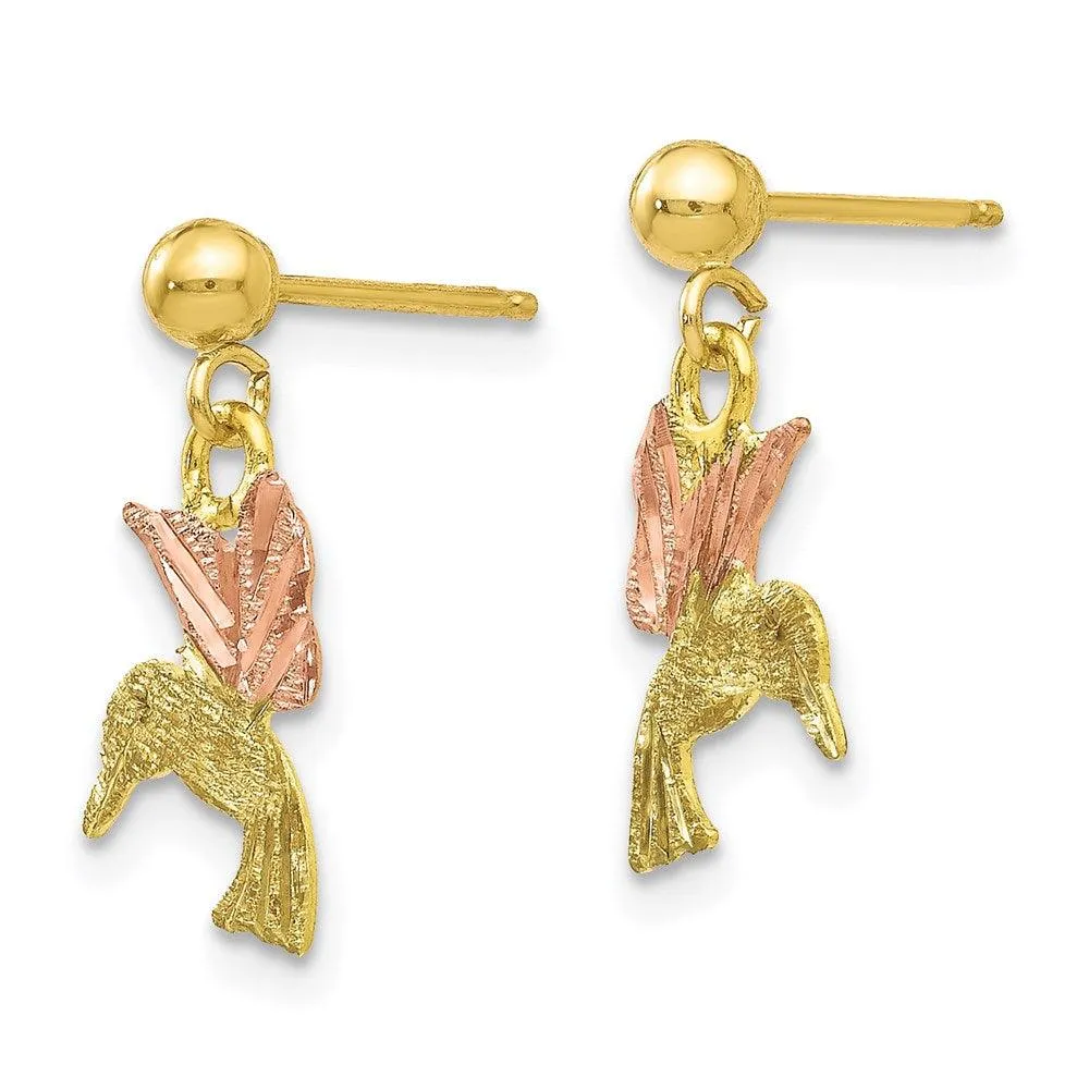 10k Tri-color Black Hills Gold Post Dangle Earrings