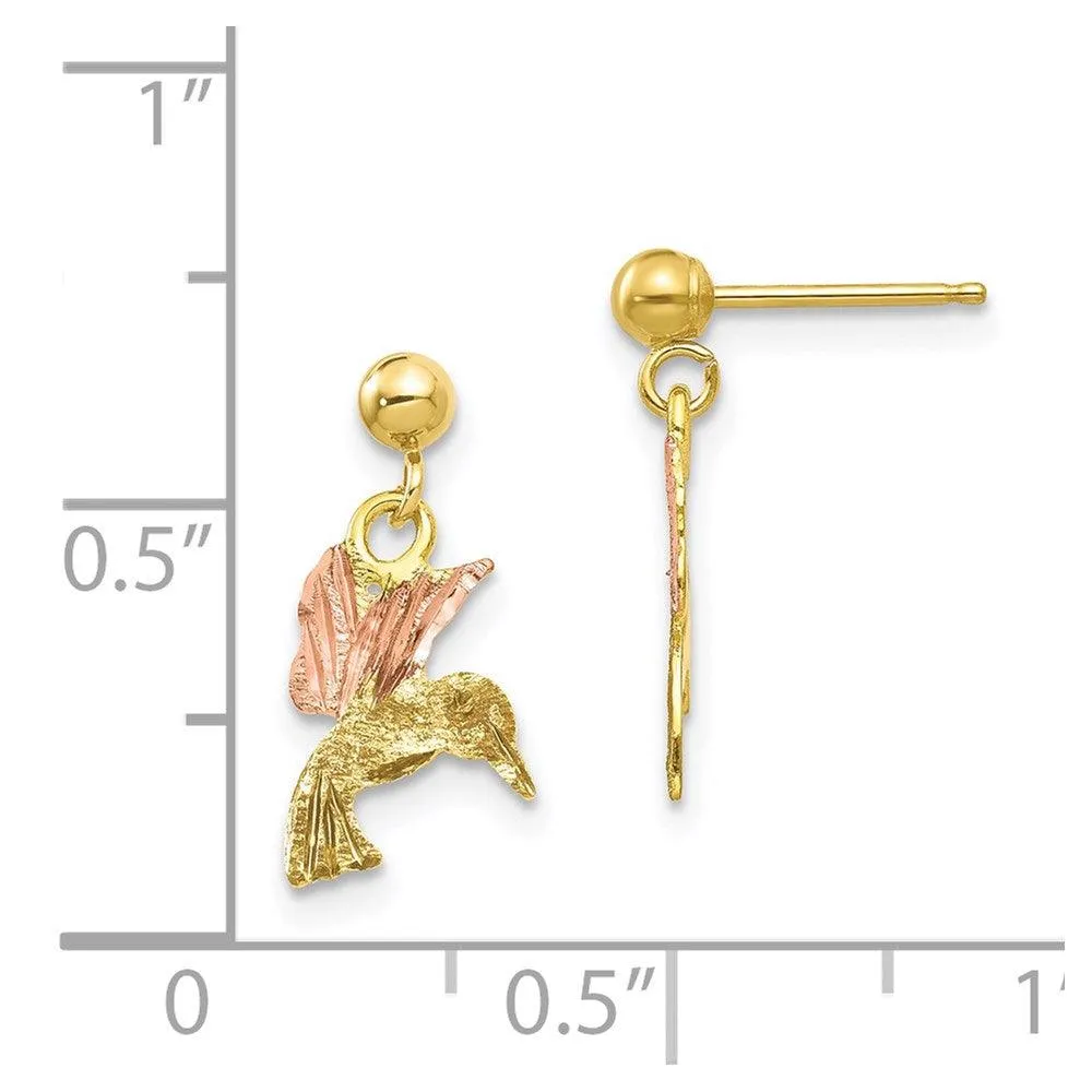 10k Tri-color Black Hills Gold Post Dangle Earrings