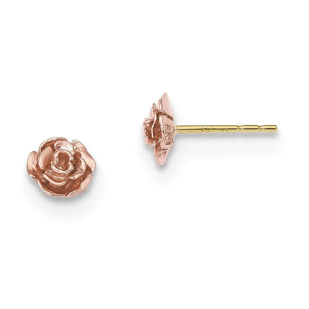 10k Tri-Color Black Hills Gold Rose Post Earrings