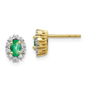 14k 1/5Ct Diamond & Emerald Earrings