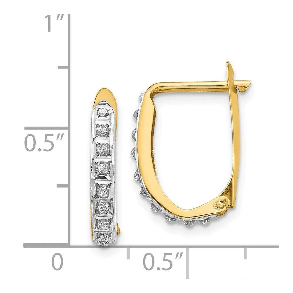 14k Diamond Fascination Leverback Hinged Hoop Earrings