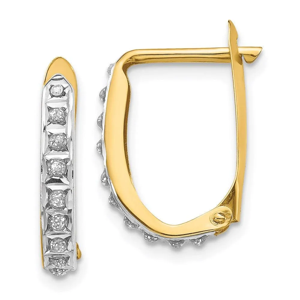 14k Diamond Fascination Leverback Hinged Hoop Earrings