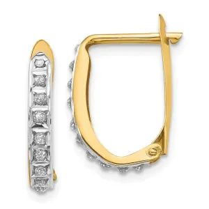 14k Diamond Fascination Leverback Hinged Hoop Earrings