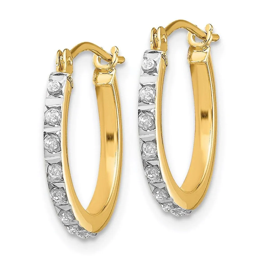 14k Diamond Fascination Small Hinged Leverback Hoop Earrings