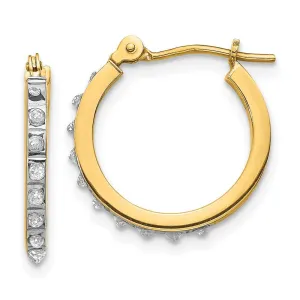 14k Diamond Fascination Small Hinged Leverback Hoop Earrings