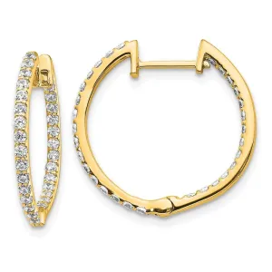 14k Diamond In & Out Hinged Hoop Earrings