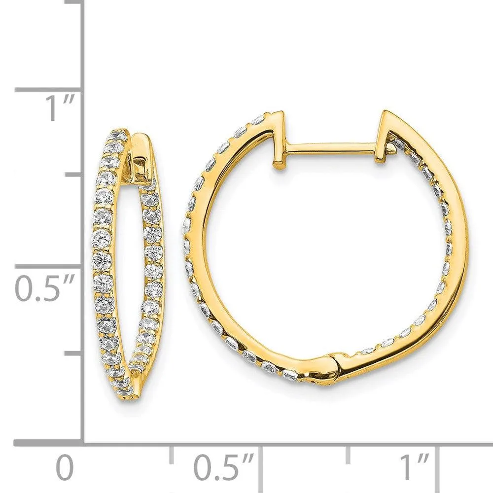 14k Diamond In & Out Hinged Hoop Earrings