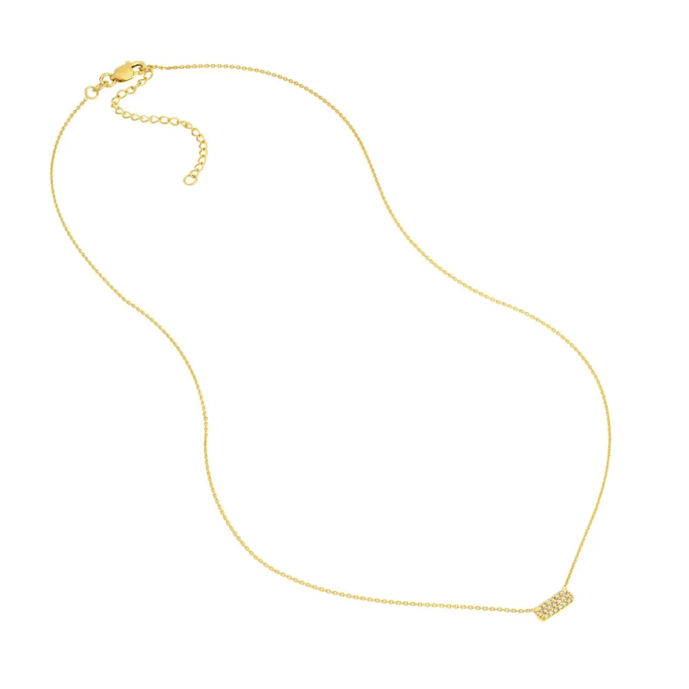14k Diamond Mini Dog Tag Necklace