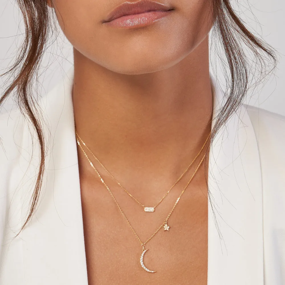 14k Diamond Mini Dog Tag Necklace