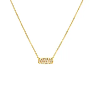 14k Diamond Mini Dog Tag Necklace