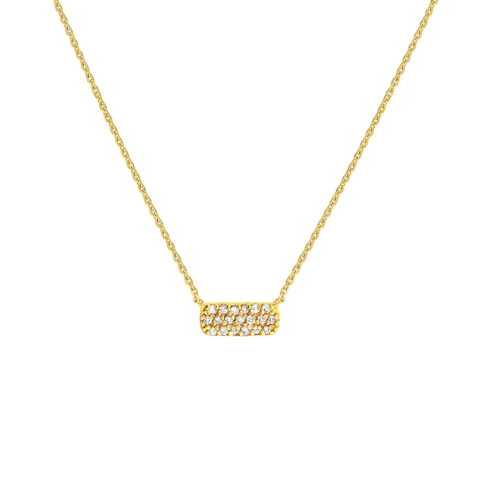 14k Diamond Mini Dog Tag Necklace