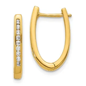 14k Diamond Oval Hoop Earrings