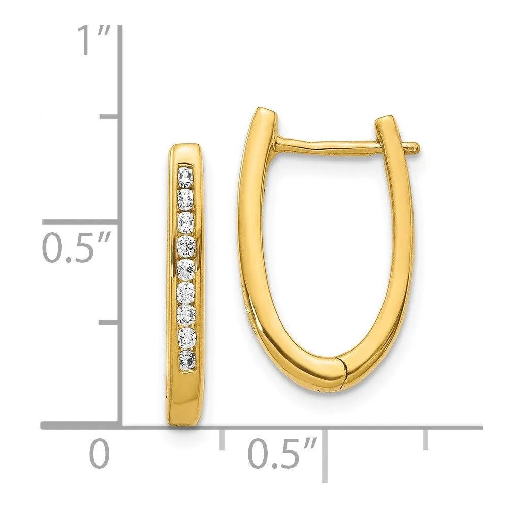 14k Diamond Oval Hoop Earrings