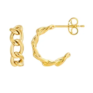 14k Gold 10mm Link Hoop Earrings