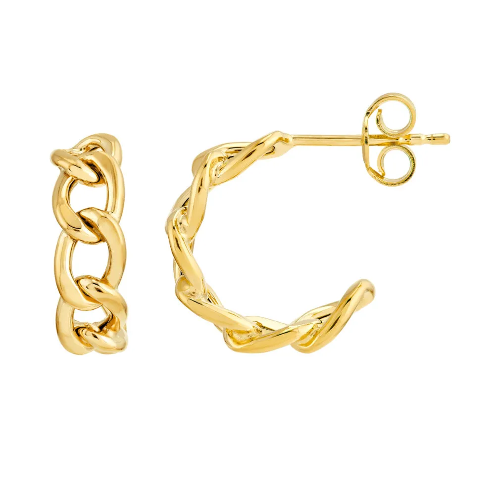 14k Gold 10mm Link Hoop Earrings