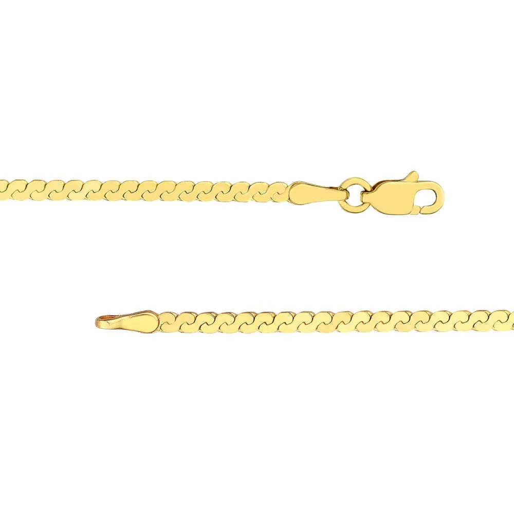 14k Gold 2mm Serpentine Chain, 18"