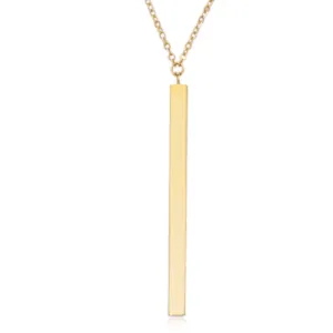 14k Gold Bar Drop Pendant Necklace