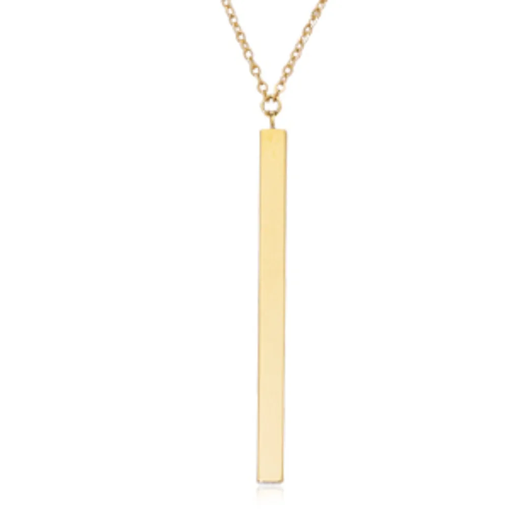14k Gold Bar Drop Pendant Necklace