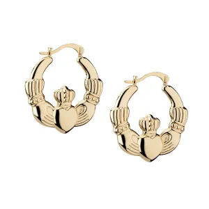 14k Gold Claddagh Hoop Earrings