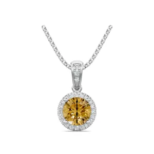 14k Gold Diamond and Citrine Pendant Necklace