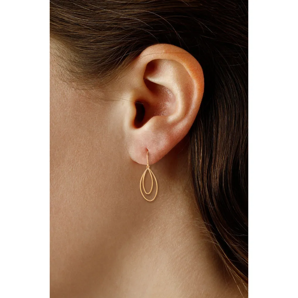 14k Gold Double Teardrop Wire Earrings