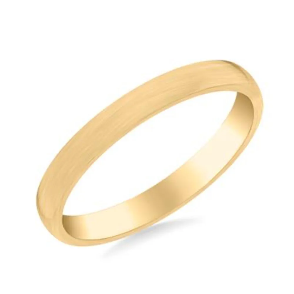 14k Gold European Fit Brushed Wedding Band 3mm