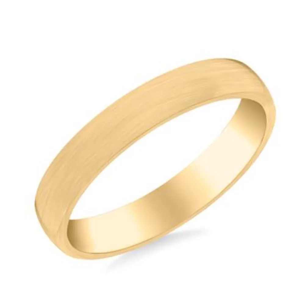 14k Gold European Fit Brushed Wedding Band 4mm