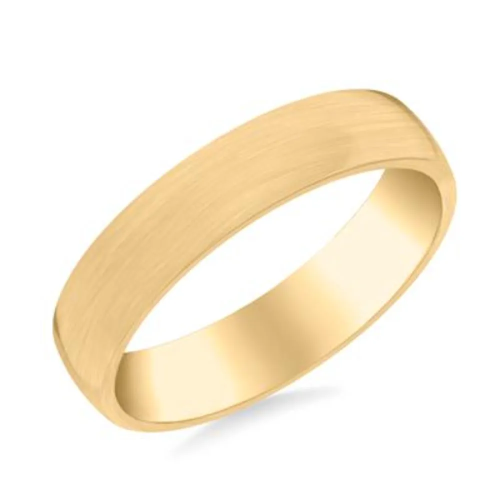 14k Gold European Fit Brushed Wedding Band 5mm