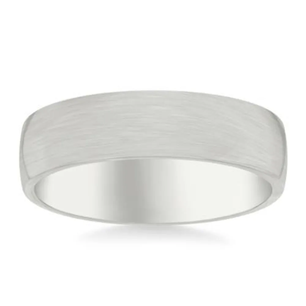 14k Gold European Fit Brushed Wedding Band 6mm