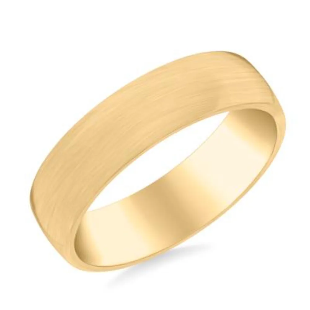 14k Gold European Fit Brushed Wedding Band 6mm