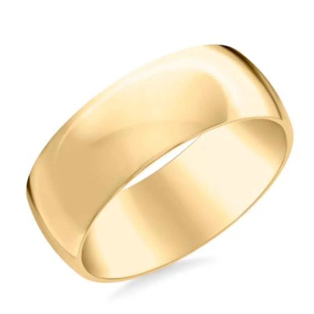14k Gold European Fit Polished Wedding Band 8mm