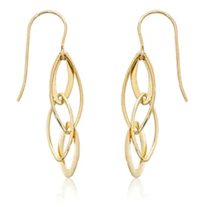14k Gold Interlocking Almond Drop Earrings