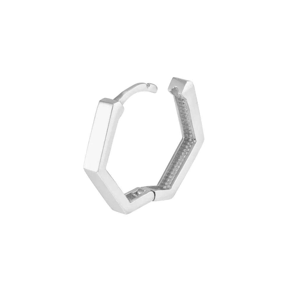 14k Gold Mini Pentagon Shaped Hoop Earrings