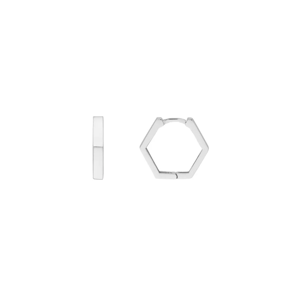 14k Gold Mini Pentagon Shaped Hoop Earrings