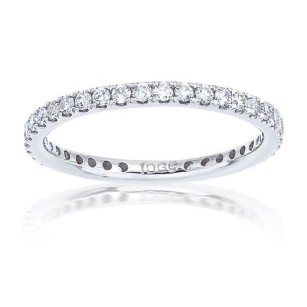 14k Gold Round Diamond Pave Eternity Band