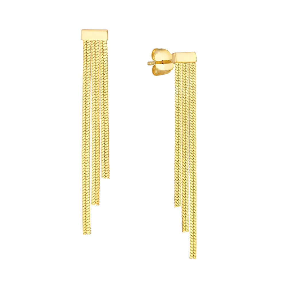 14k Gold Triple Snake Chain Earrings