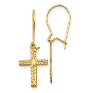14k Polished & Satin Cross Earrings