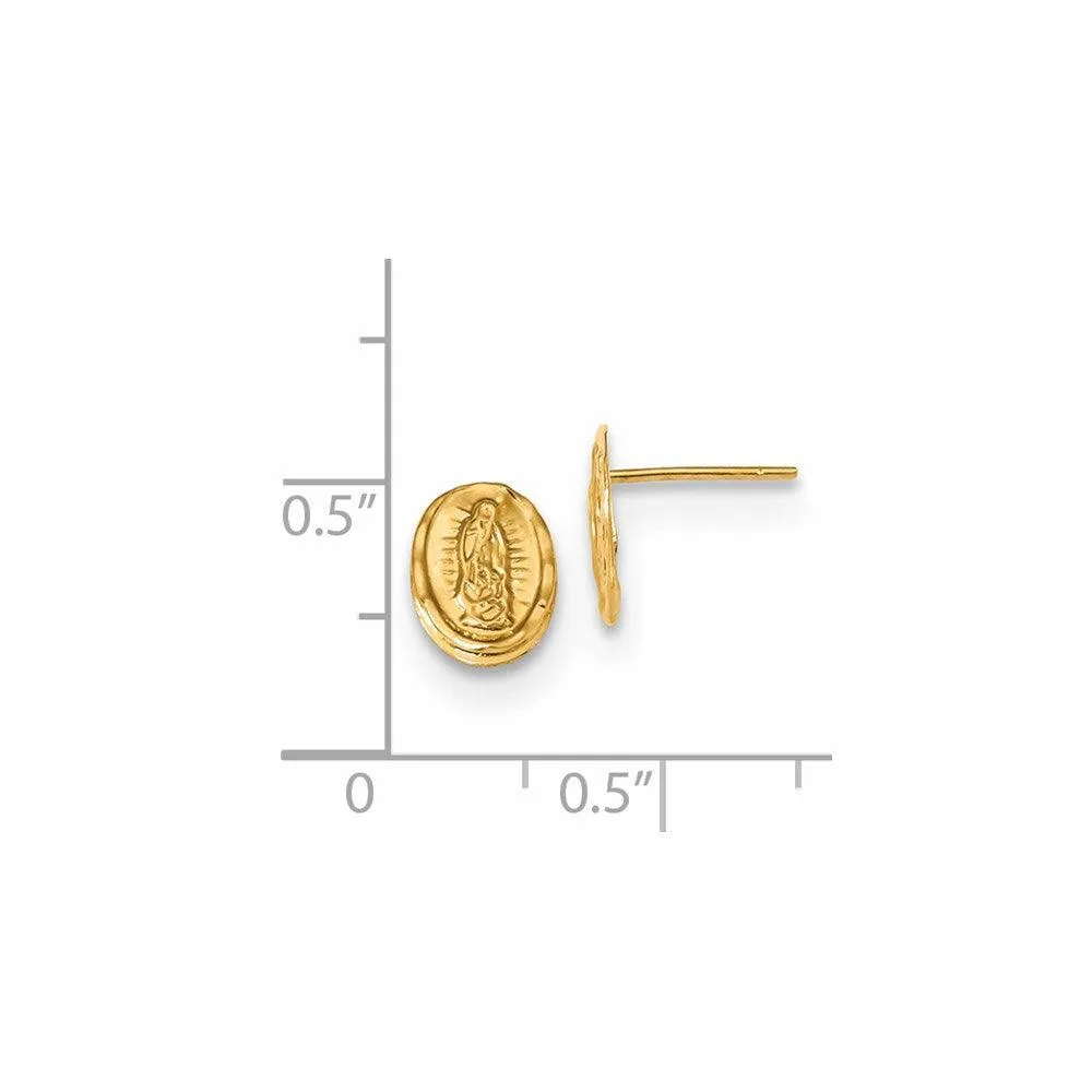 14k Polished Our Lady of Guadalupe Post Earrings