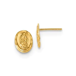 14k Polished Our Lady of Guadalupe Post Earrings