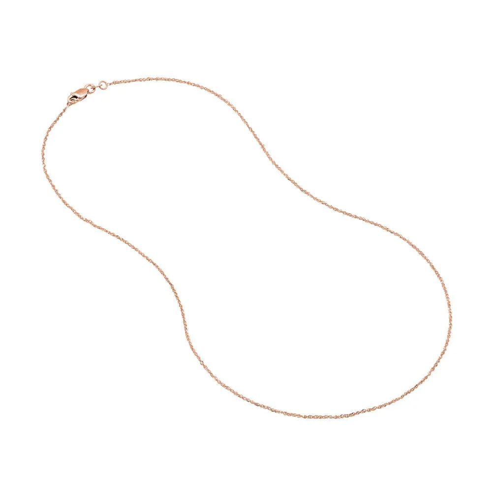 14k Rose Gold 1.15mm Sparkle Singapore Chain, 20"