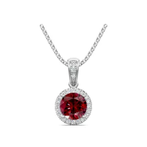 14k Ruby and Diamond Halo Pendant