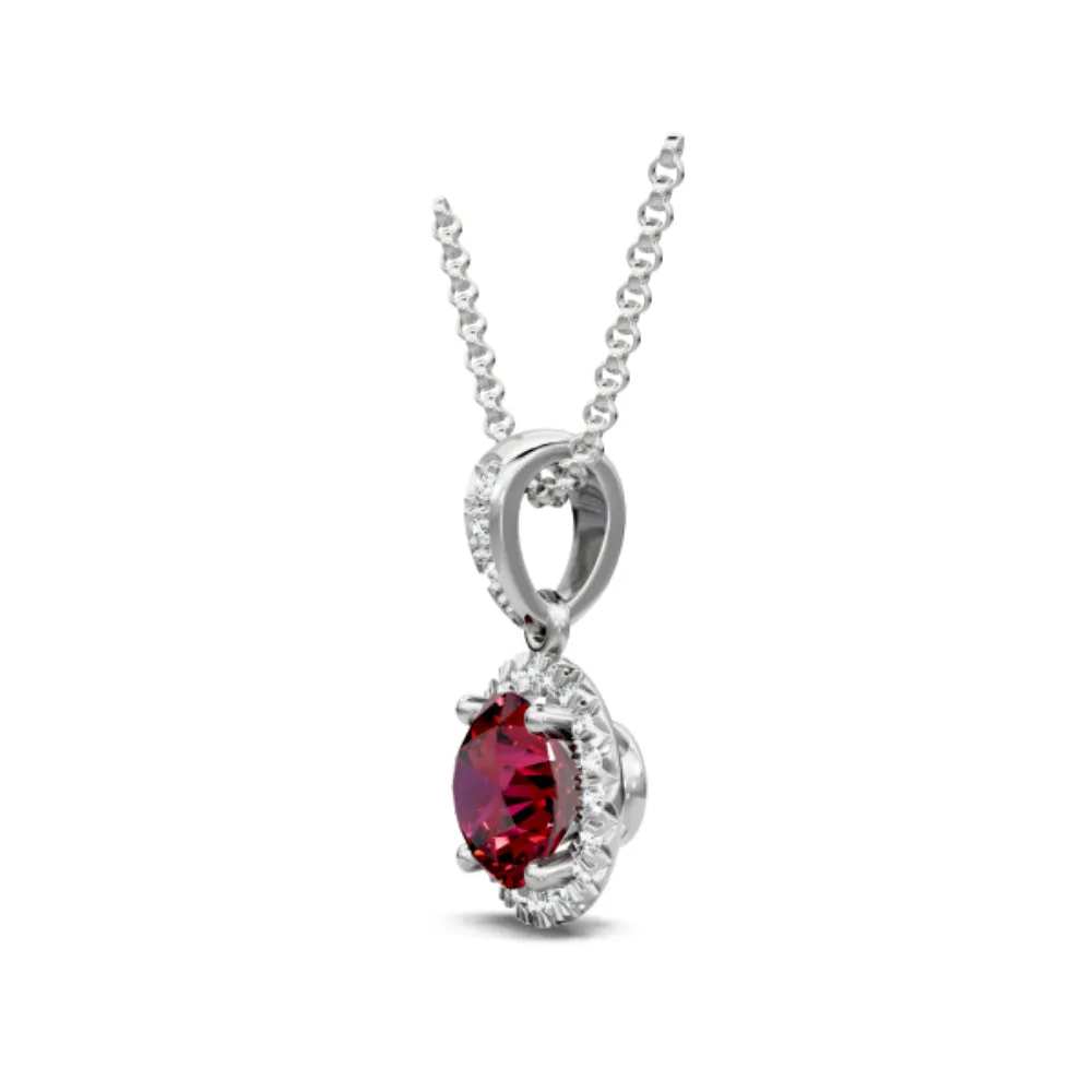 14k Ruby and Diamond Halo Pendant