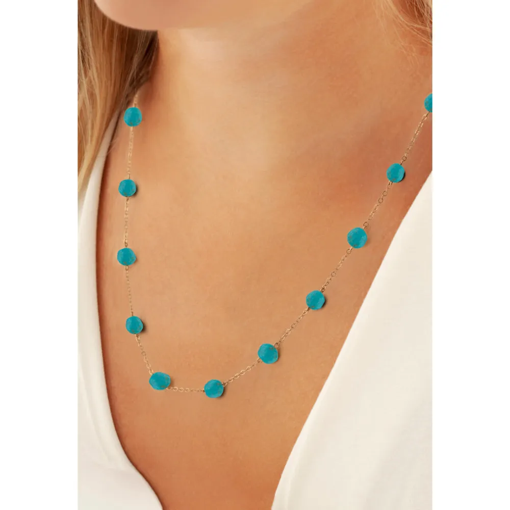 14k Turquoise Nugget Station Necklace